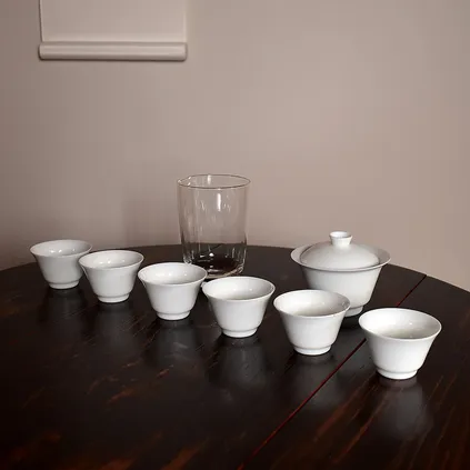  |杏白岁霄盖碗套组套装家用轻奢高档羊脂玉功夫茶杯送礼